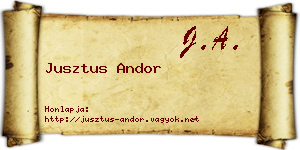 Jusztus Andor névjegykártya