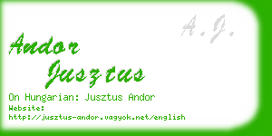 andor jusztus business card